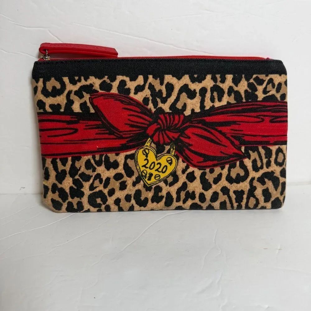 Brighton Red Leopard Print Cosmetic Bag Heart 2020 Love Top Zip Pouch